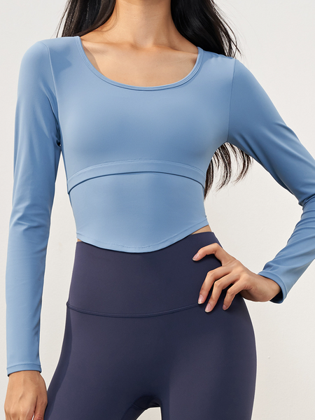 Active Slim-fitting Long Sleeves Yoga Top with Slit on the Back  HWWRKAE8YH