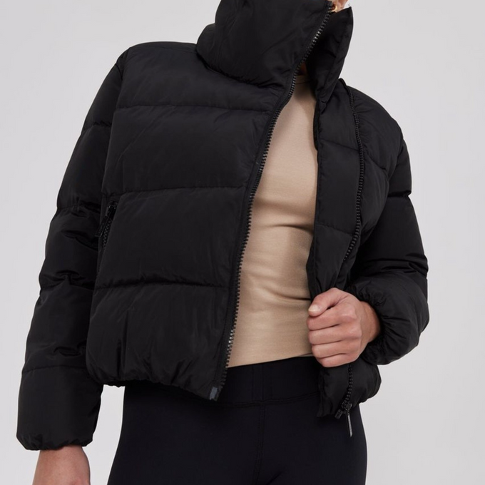 Stand Up Collar Zip Front Puffer Jacket