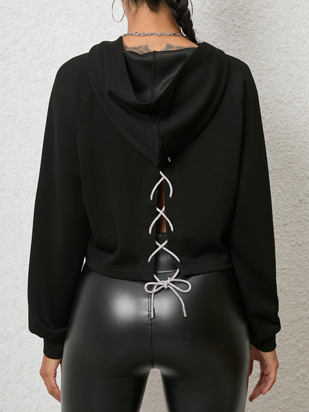 Cropped Hoodie with Tie Back Detail