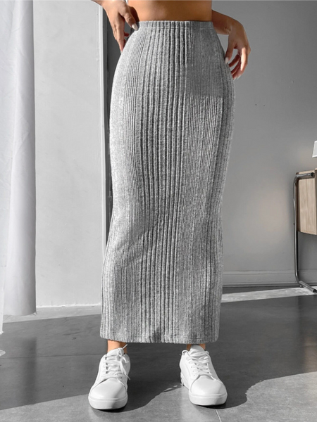 Mid Rise Knit Maxi Skirt