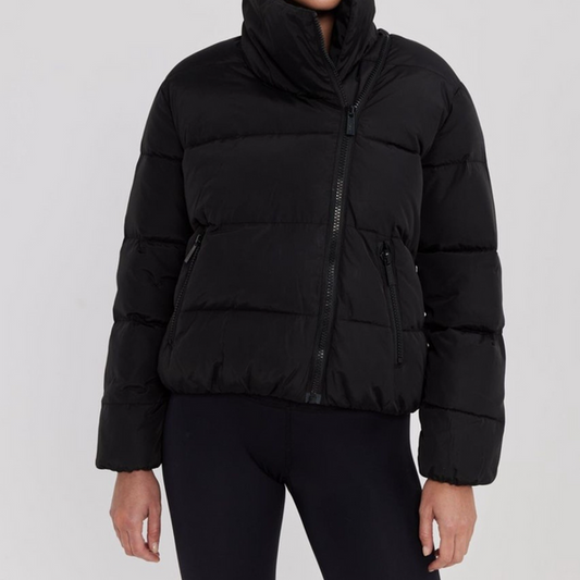 Stand Up Collar Zip Front Puffer Jacket
