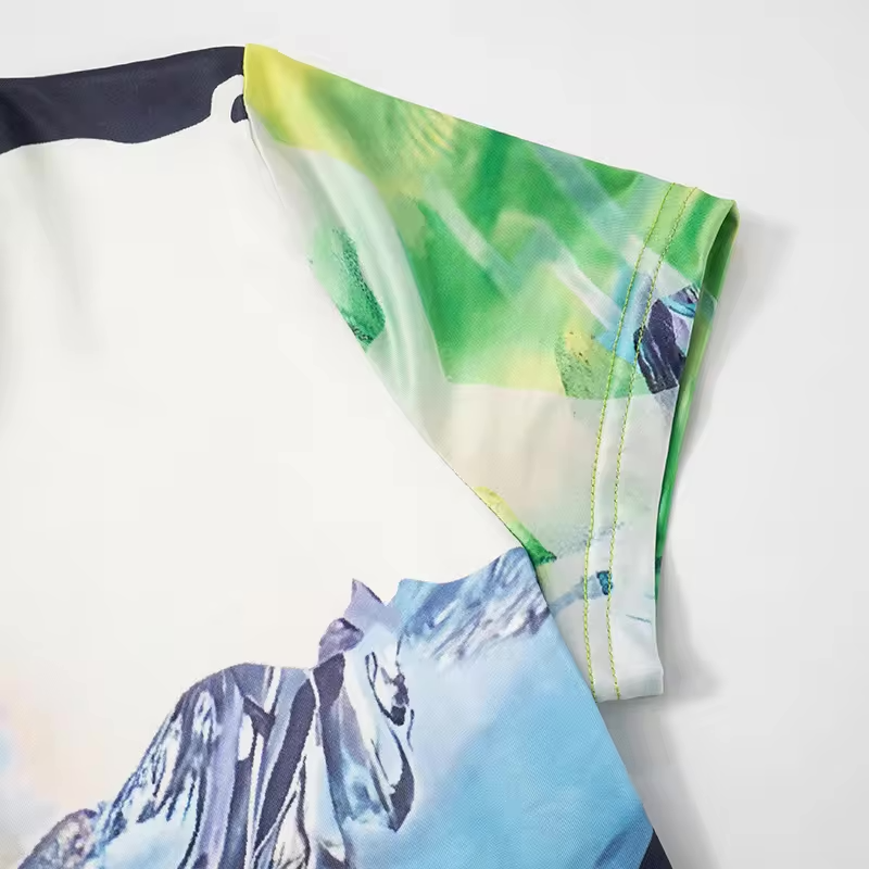 Abstract Print Crew Neck Bodysuit