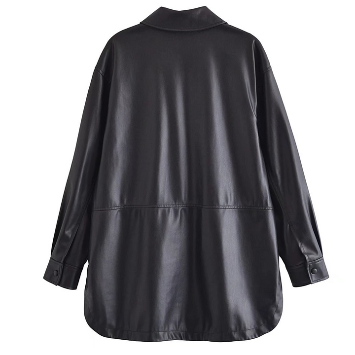 Streetwear Casual Faux Leather Shirt